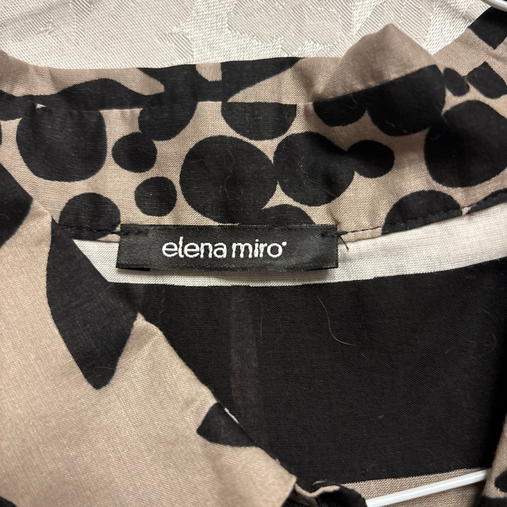 Elena Miro Taupe and Black Abstract Dot Blouse